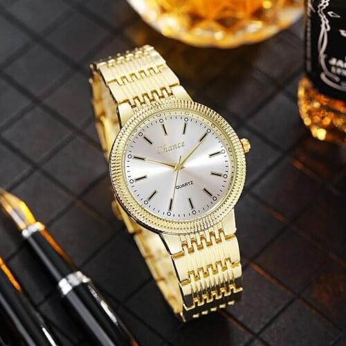 2021 New Arrival Fashion Stainless Steel Men Quartz Watches Luxury Golden Montre Homme Relogio Masculino zegarek męski Clock Hot