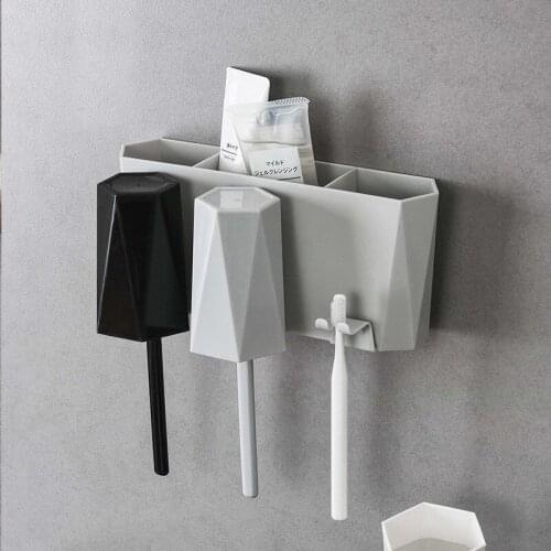 Creative Absorption Wall Three Cups of Bathroom Toothbrush Shelf Hanging R Toothbrush Holder Toothbrush Cup Gargle Suit