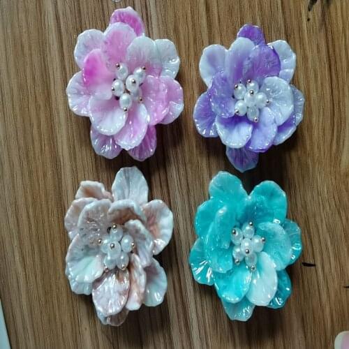 New style 30pcs/lot 43mm color abs petals handmade Sewing camellia flowers shape florals diy jewelry garment/hair accessory