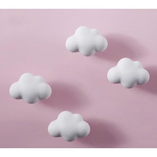 Original Nordic Childrens Room Ceramic Wardrobe Handle /knobs Drawer Furniture Lovely Cloud Brass Cement Small Pulls