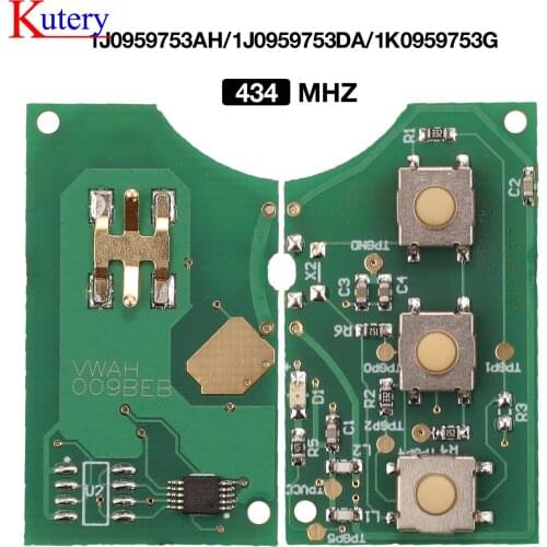 Kutery 1J0959753DA/1J0959753AH/1K0959753G Remote Car Key Circuit Board 434 MHZ For Volkswagen VW Beetle Bora Golf Polo Passat