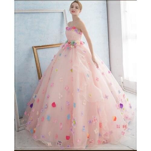 Robe De Bal 2021 New Ball Gown Quinceanera Dresses Sweet Vestidos De 15 Anos Quinceanera Strapless Applique Flower Party Dress