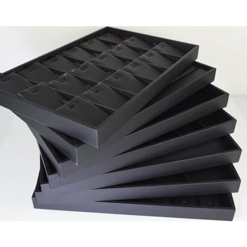 Luxury Hot Sale Black PU Leather Jewelry Pallet Necklace Tray for show Rings Bracelet Exhibition Jewelry Organizer Showcases
