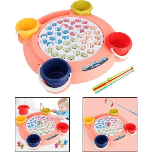 Fishing Game Toy Rod w/Rotating Board Music 4 Fishing Poles Educational Toys