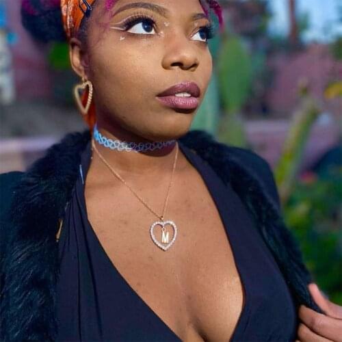 Heart Initial Necklace For Women Hollow Zircon Alphabet Necklaces Letter Pendant 2021 Trend Couple Jewelry Gift collier femme