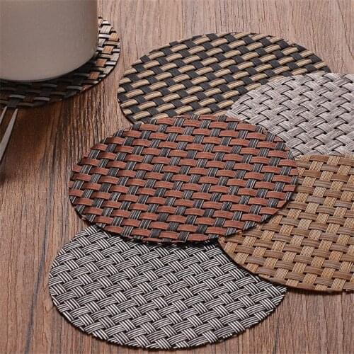 200psc PVC Coaster Coffee Table Cup Mats Pad Heat Insulation Cup Pads Placemat Kitchen Accessories Hot