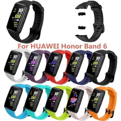 For Huawei Honor Band 6 Silicone Strap Solid Color Bracelet Watchbands Smart Watches Bands honor6 band6