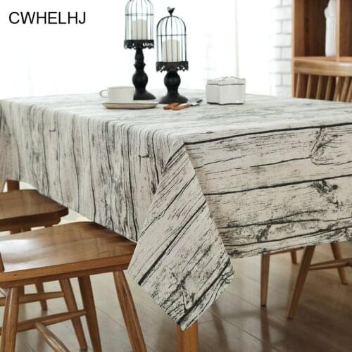 Retro Wood Grain Home Tea Table Cloth Cotton Linen Tablecloth Wedding Party Banquet Decoration Rectangular Tableclothes