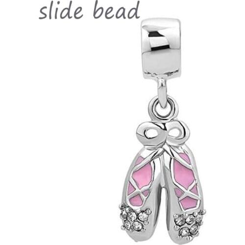 Slide beads Exquisite ballet shoes charm beads fit authentic pandora bracelets jewelry making diy valentines gifts