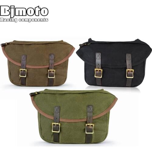 BJMOTO Universal Motorcycle Canvas Bag Saddlebag Luggage Side Bags For Harley Honda Yamaha Kawasaki Chopper Bobber Cruiser ATV