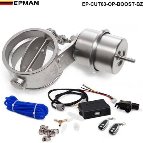 Exhaust Control Valve With Boost Actuator Cutout 2.5" 63mm Pipe Opend with Wireless Remote Controller Set EP-CUT63-OP-BOOST-BZ