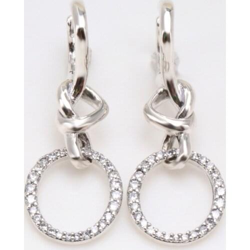 2020 New Original 925 Sterling Silver Pan Earring Heart Interwoven Female Earrings For Women Wedding Gift Fashion Jewelry