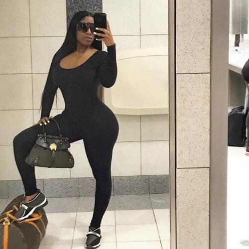 Streetwear White Sexy Bodycon Jumpsuit Women Overalls 2021 Long Sleeve Skinny Rompers Womens Sportswear Jumpsuit Female Bodysuit