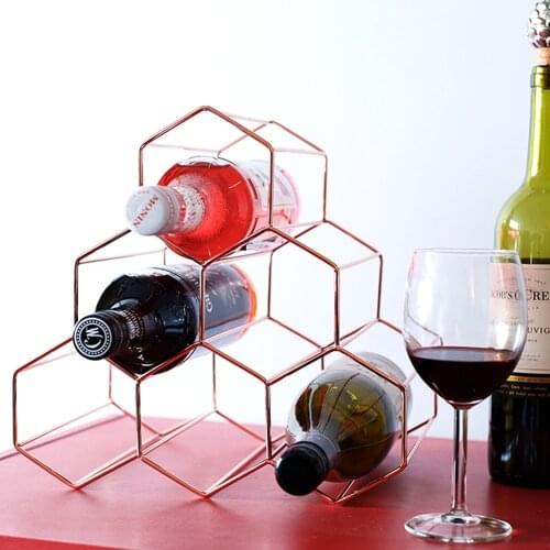 1PC Geometric Wine Rack Metal Simple Household Grape Wine Rack Restaurant Living Room Bar Wine Cabinet Wine Display JL 213