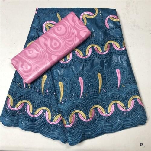 100% Cotton Embroidery Bazin Riche Brocade Lace Fabric with Stones African Handmade Bazin Brode Lace Fabric for Women Dress