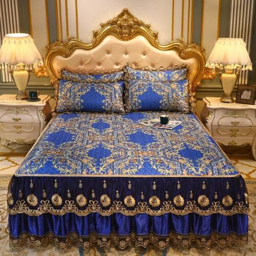 3 Pcs European Bedding Set Ice Silk Bedding Set Luxury Cool Mat Bedding Cover Set Princess Bed Spread For King/Queen Size