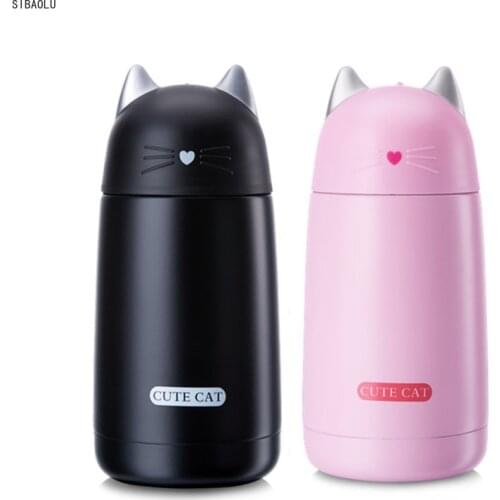 330ml Cute Cat Stainless Steel Vacuum Cup Kids Thermos Mug Drinkware Portable Children Thermal Bottle Tumbler Thermocup Gifts