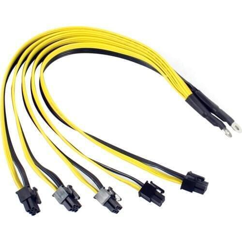 40cm BTC Miner Bitcoin Litecoin S7 S9 power supply to 5* PCI-E 6pin GPU Graphics Card Splitter Power Cable