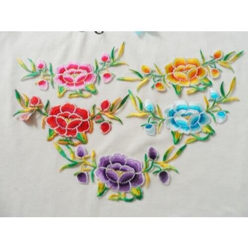 5*12 cm Nice Flower Embroidered Iron On Patches For Clothes Floral Garment Appliques DIY Accessory