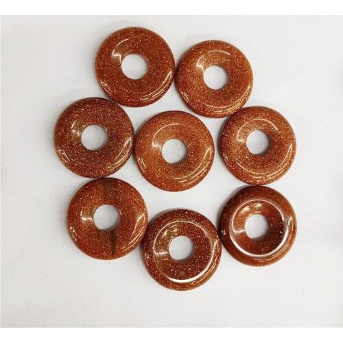 8Pcs 18x6mm Brown Gold Sand Stone Donuts Pendant Bead For DIY Jewelry Necklace Bracelet Making Accessories Creative Gifts