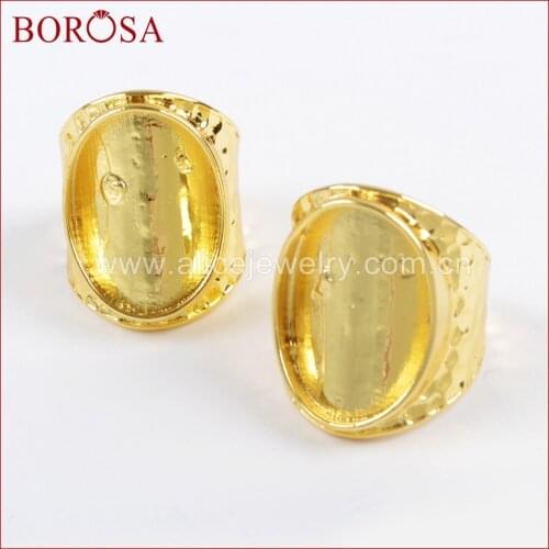BOROSA 20PCS Fashion Gold Color Ring Blank Bezel With With Decorative Pattern Ring Settings PJ087-G