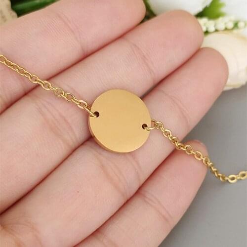 10pcs Circle Round Charm Ankle Bracelets For Women Punk Jewelry Boho Gold Pulsera Tobillo Mujer Stainless Steel Chain Anklet