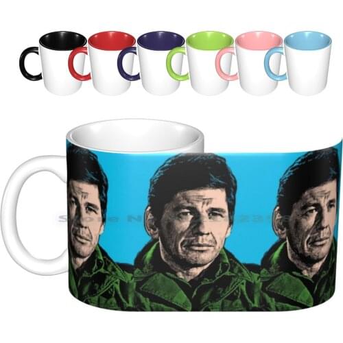 Bronson Pop Art Ceramic Mugs Coffee Cups Milk Tea Mug Bronson Pop Art Military Tough Guy Cool Portrait Old Movie Stars Retro