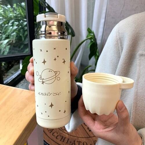 Creative Cute Starry Sky Thermos Stainless Steel Drinking Water Bottle with Lid Outdoor Portable Leakproof Cup for Girl Student