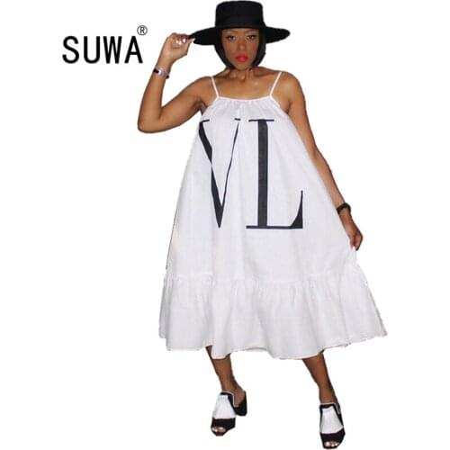 Black white letter print summer women dress holiday clothes freanch style sexy spaghetti strap dress elegant wedding dress gowns