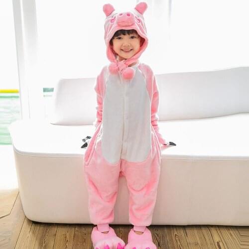 Kids Pajama Animal Childrens Sleepwear Pijamas Girl Boy Kigurumi Unicorn Stitch Panda Cat Cosplay Costume With Hat Slippers