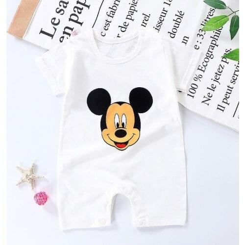 3-24M Summer Baby Girls Boys Clothing Rompers Jumpsuit Disney Mickey Print Newborn Infant Baby Short-sleeve Climbing Clothes