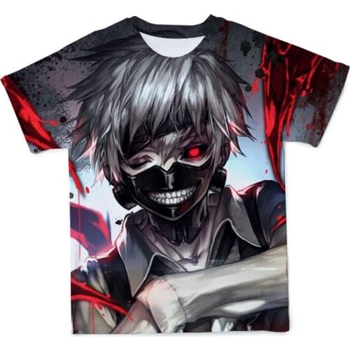 Summer New MenS 3D Anime Tokyo Ghoul Oversized T-Shirt Fashion Harajuku Street Couple Loose Short Sleeve 110-6XL