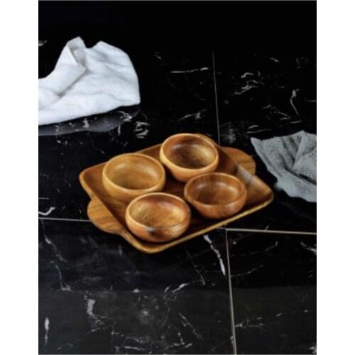 -Acacia wood 5 Piece Cookie Set