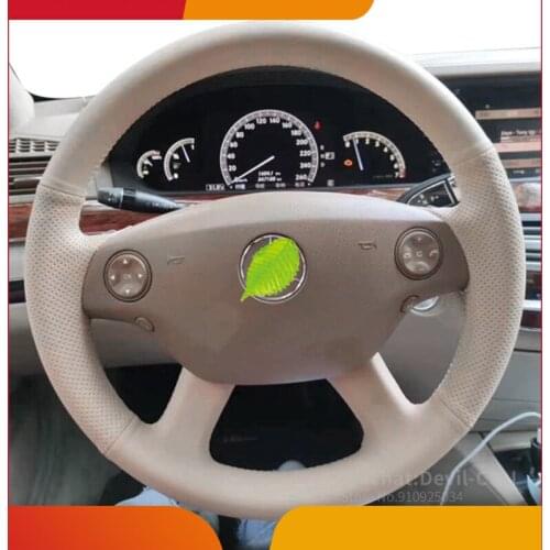Alcantara leather steering wheel cover For Mercedes-Benz S-Class CL-Class S300 S350 S400 S500 S250 S320 S600 L car interior