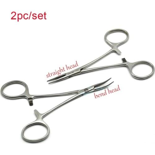 2pcs straight/bend head Medical Ophthalmic Microsurgical Instrument stainless steel Double eyelids Hemostatic clamp