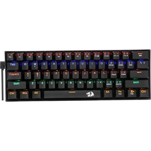 Redragon 60% Mechanical Keyboard , 61 Keys Rainbow Led Backlit Wired Keyboard with Outemu Switches for PC Windows Gaming Office