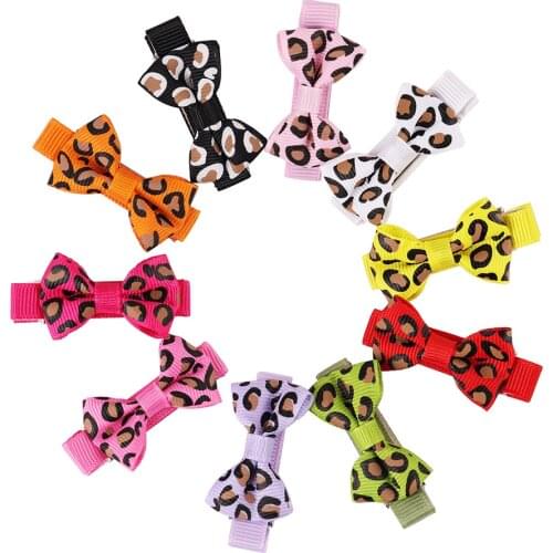 Mini Dogs Bow Hairgrips Girls Leopard Printing Whole Wrapped Safety Hair Clips Kids Hairpins Hair Accessories