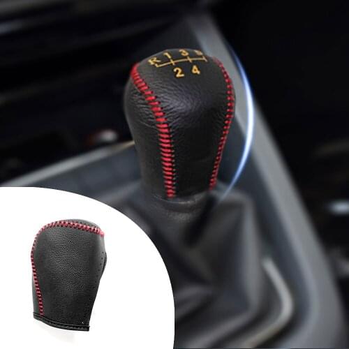 Muchkey Leather Gear Shift Knob Cover MT For Tiguan 2012 2013 2014 2015 6 Speed Manual Shift Lever