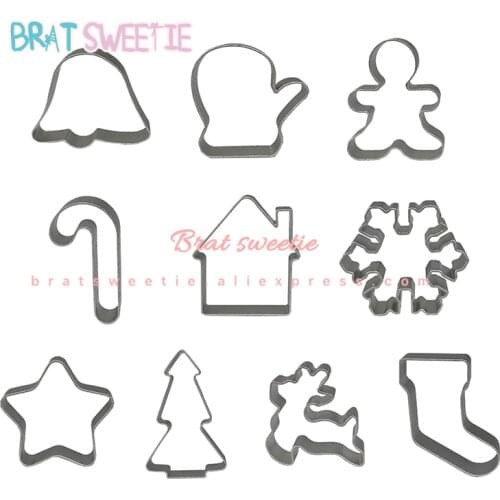 9pcs Christmas Cookie Cutter Set Snowflake Christmas Tree Candy Cane Reindeer Gingerbread Man Xmas Party Supplies