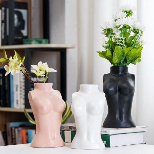 Nordic Women Body Art Ceramic Vase Home Decoration Abstract Sculpture Flowers Vase Ornaments Mordern Tabletop Vase Decor Crafts