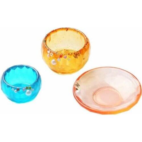 2020 New Handmade Bowl Container Dish Crystal Silicone Mold Crafts Aroma Plaster Tray Molds For Office Decoration Gypsum Mould