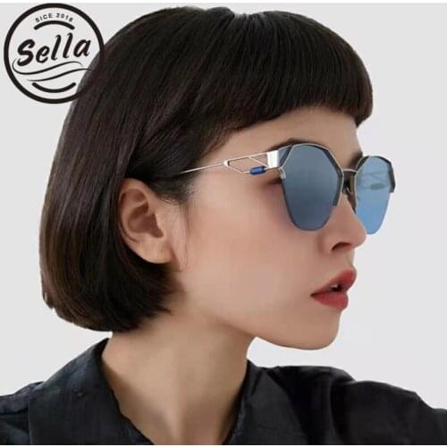 Sella 2021 New Fashion Women Cateye Sunglasses Brand Designer Alloy Frame Mirror Coating Tint Lens Trending Sun Glasses