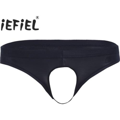 New Arrival Sexy Mesh Mens Male Lingerie Low Rise Ice Silk Bikini G-string Underwear Underpants Triangle Panties with Penis Hole