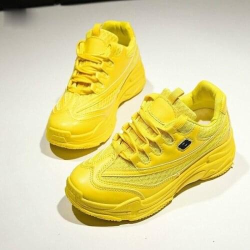 New Sneakers Women Platform Casual Shoes Womens Fashion Sneakers Platform Basket Femme Yellow Casual Chunky Shoes