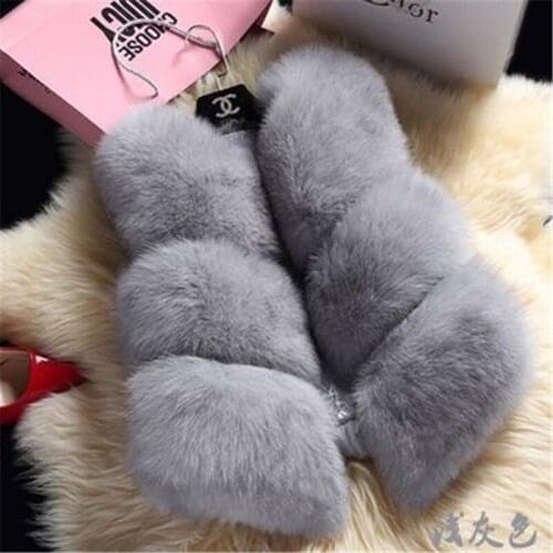 New Winter Womens Thick Warm Faux Fox Fur Vest High Quality Fashion O-Neck Short Fur Coat For Women Outwear