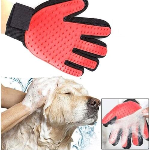 Pet Hair Remover Glove Gentle Pet Grooming Glove Brush Deshedding Glove Massage Mitt with Enhanced Five Finger Design