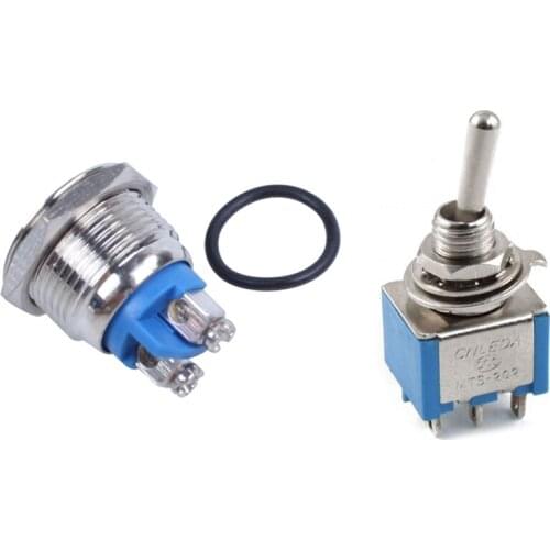 Flat Momentary Push Button Switch with AC 3A/250V 6A/125V 6 Pin DPDT On/on 2 Position Mini Toggle Switch Blue