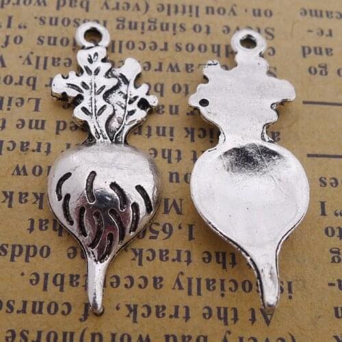 RAINXTAR Fashion Zinc Alloy Vegetabel Radish Charms 13*35mm 10pcs AAC150