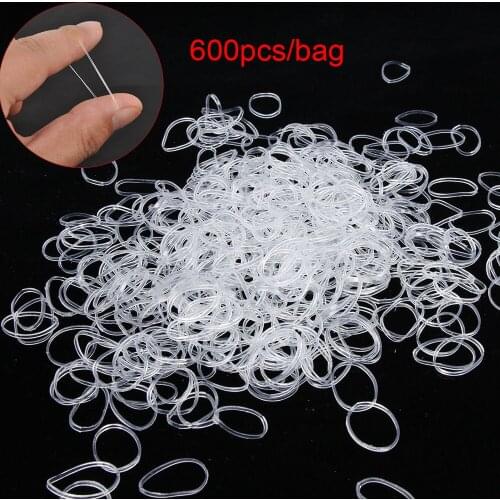 600PCS/Bag Girls Clear Rubber Bands Children Elastic Hair Bands Hair Ties Ropes Rings Ponytail Holder Women Cute Hair Ring Sweet
