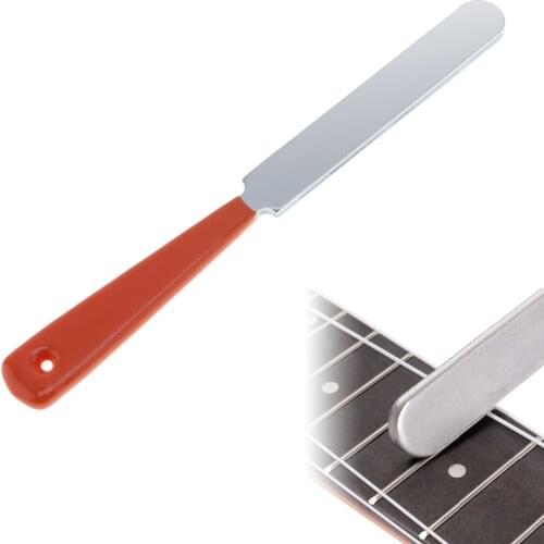 18.5x15cm Guitar Fret Crowning Luthiers Stainless Steel Grinding Tools File Narrow Dual Cutting Edge Durable with Rubber Handle
